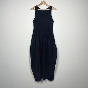 Alembika Tekbika Ribbed Mixed Material Sleeveless Cocoon Midi Dress Black Size 2